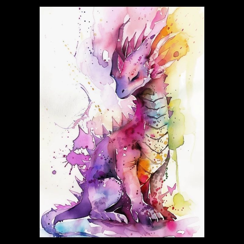 Regenbogen Aquarell Drache