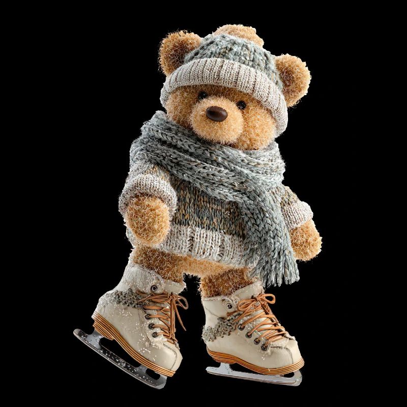 SchlittschuhlaufenderWinterbär Eiszauber mit Schal