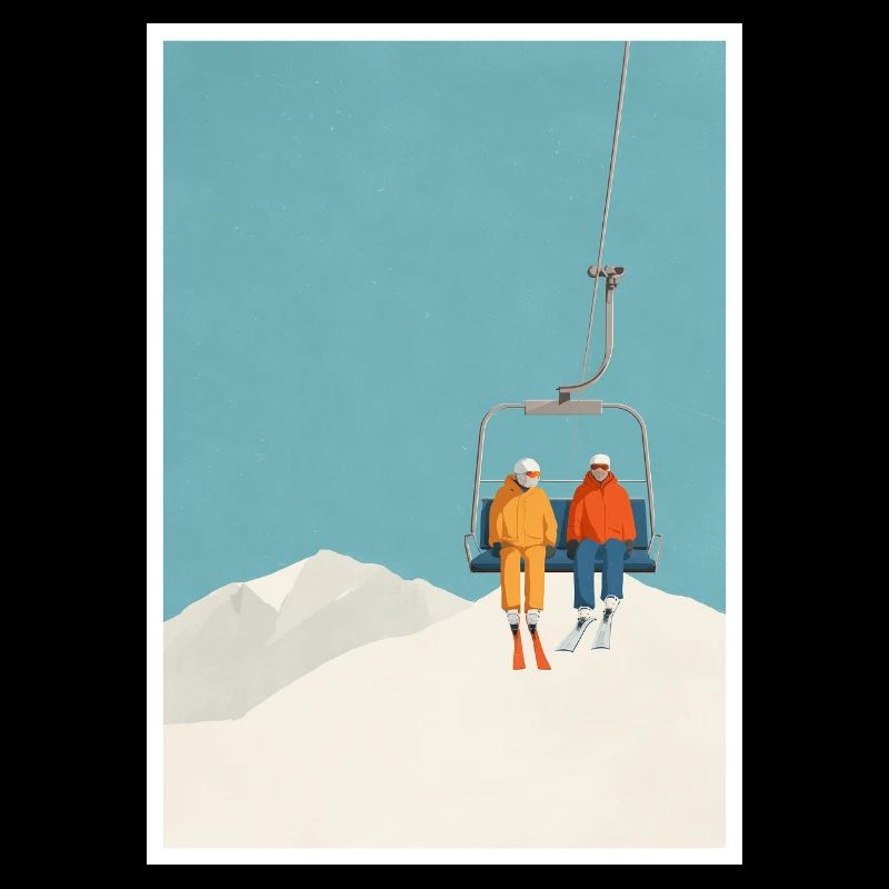 Duo de téléski enneigés
