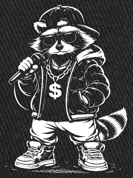 Rappender Waschbär mit Bling
