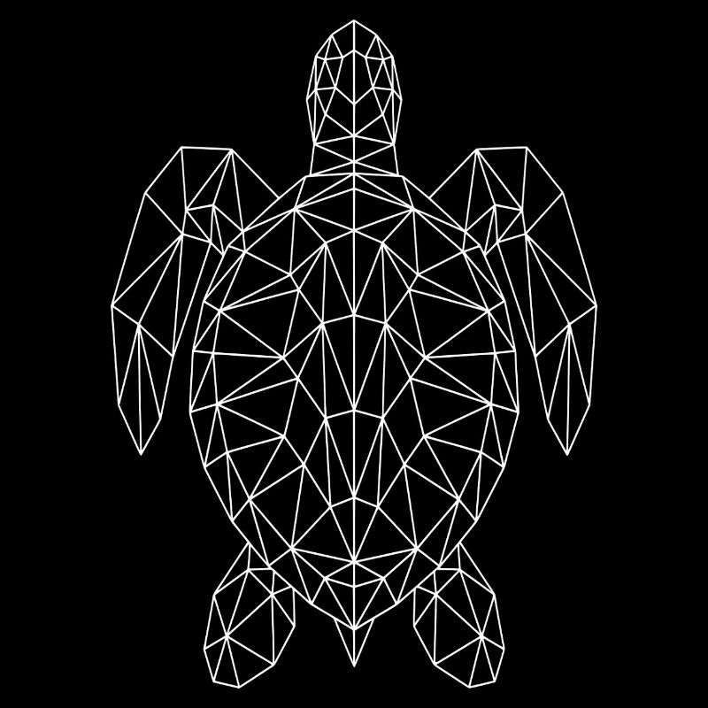 Geometric Sea Turtle White Silhouette