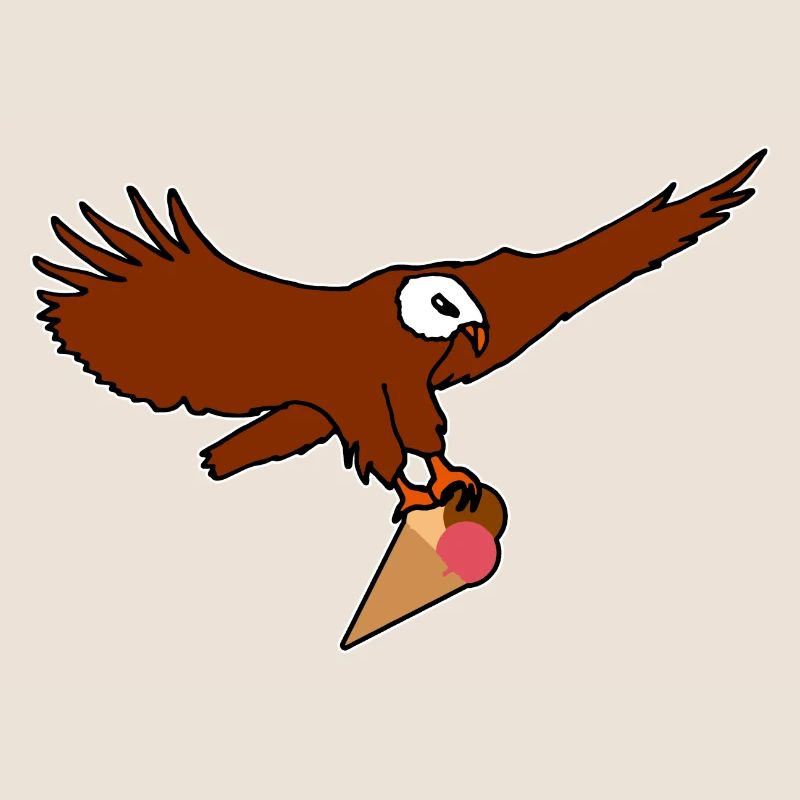 Eagle flying with ice cream cone