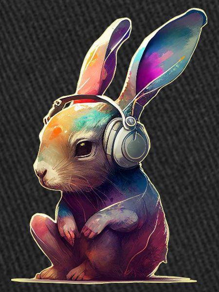 Lapin avec casque DJ