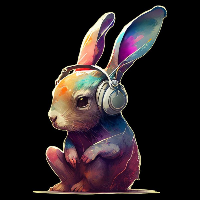 Lapin avec casque DJ