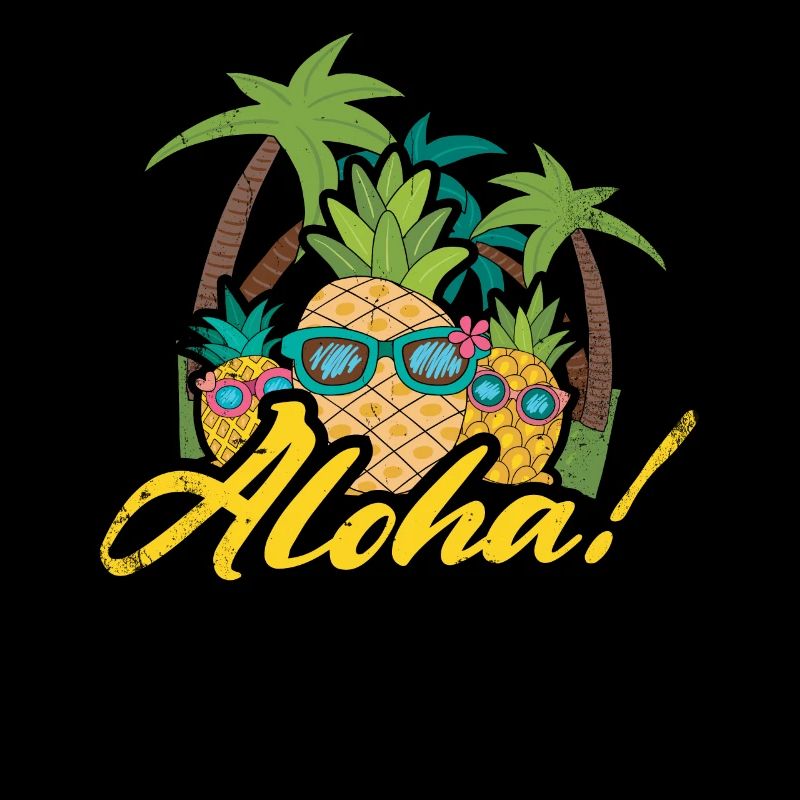 Aloha Pineapple And Pine Tree Design For The Beach