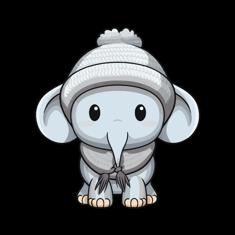 Elefant Winter Comic Niedlich