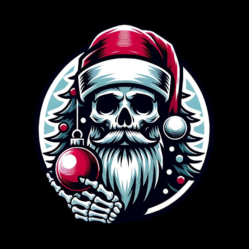 Weihnachtsmann Skull mit Christbaumkugel