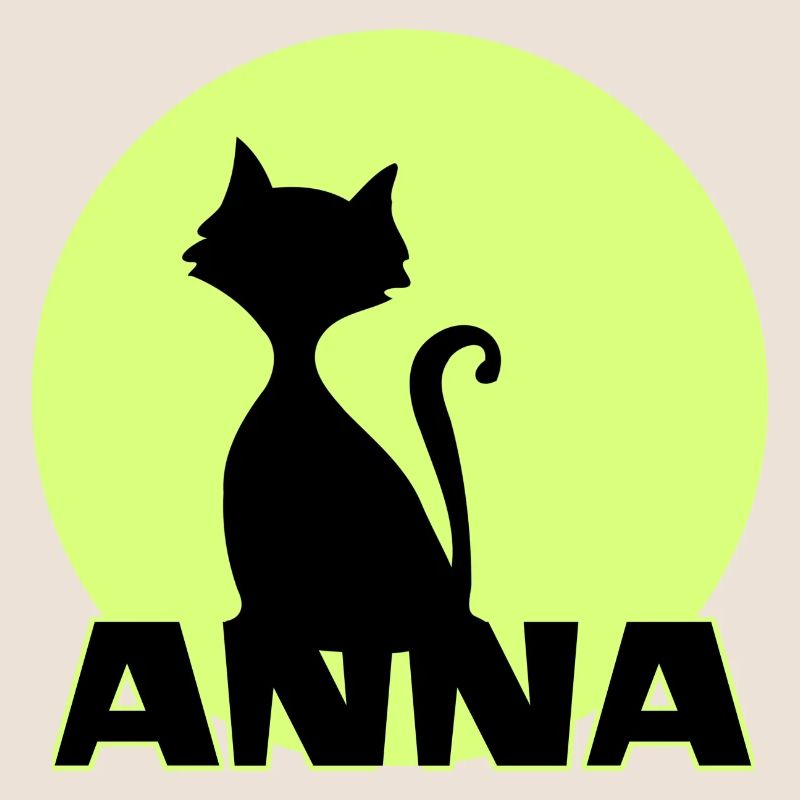Anna first name birthday gift moonlight cat