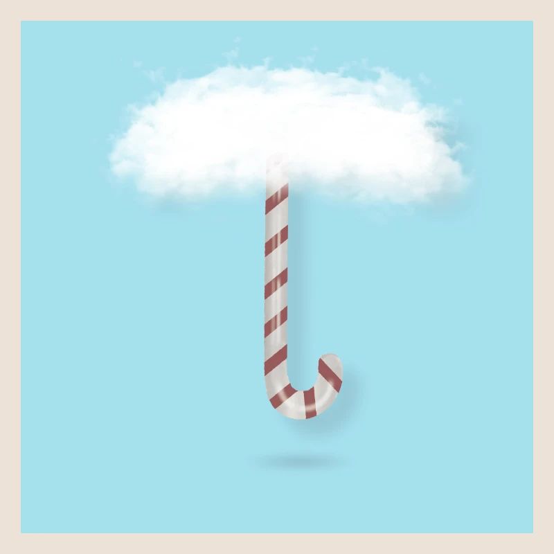 Candy Cane with Clouds