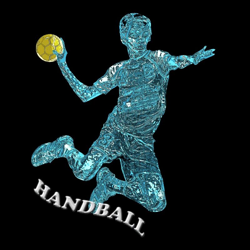 Handball player blue silhouette