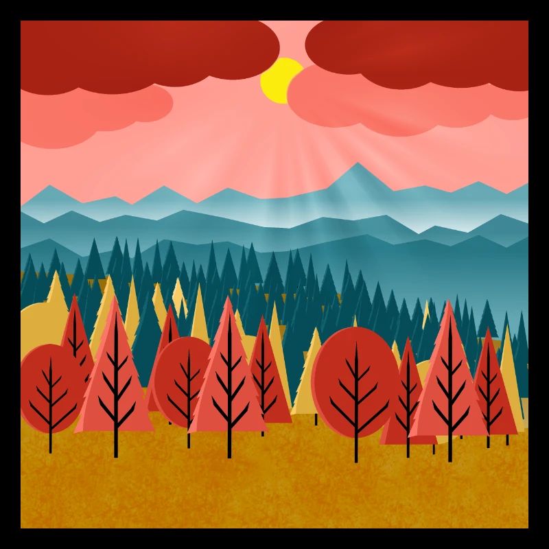 Paysage d’une forêt au coucher du soleil