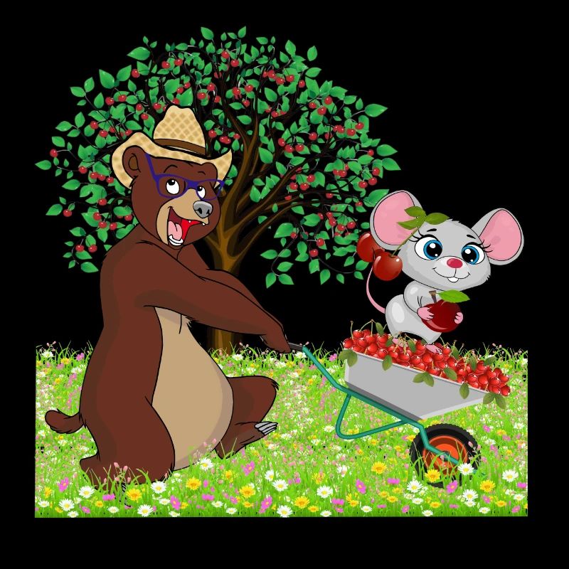 Bear with mouse on a meadow