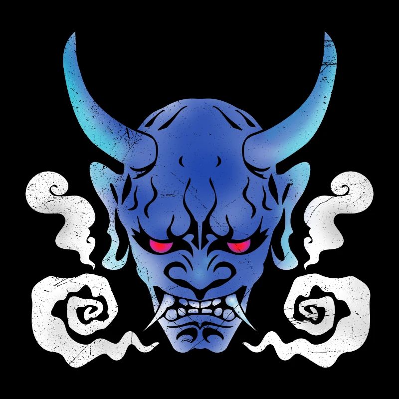 Mythologie Japanischer Oni Blau Dämon Geschenkidee