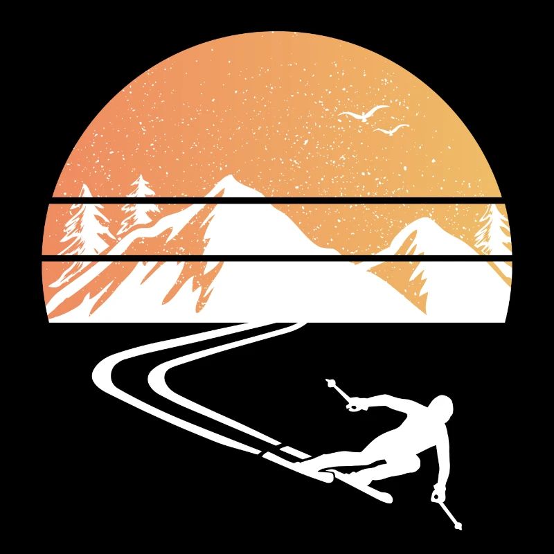 Skifahrer Ski Retro Berge Geschenk Ski Carving