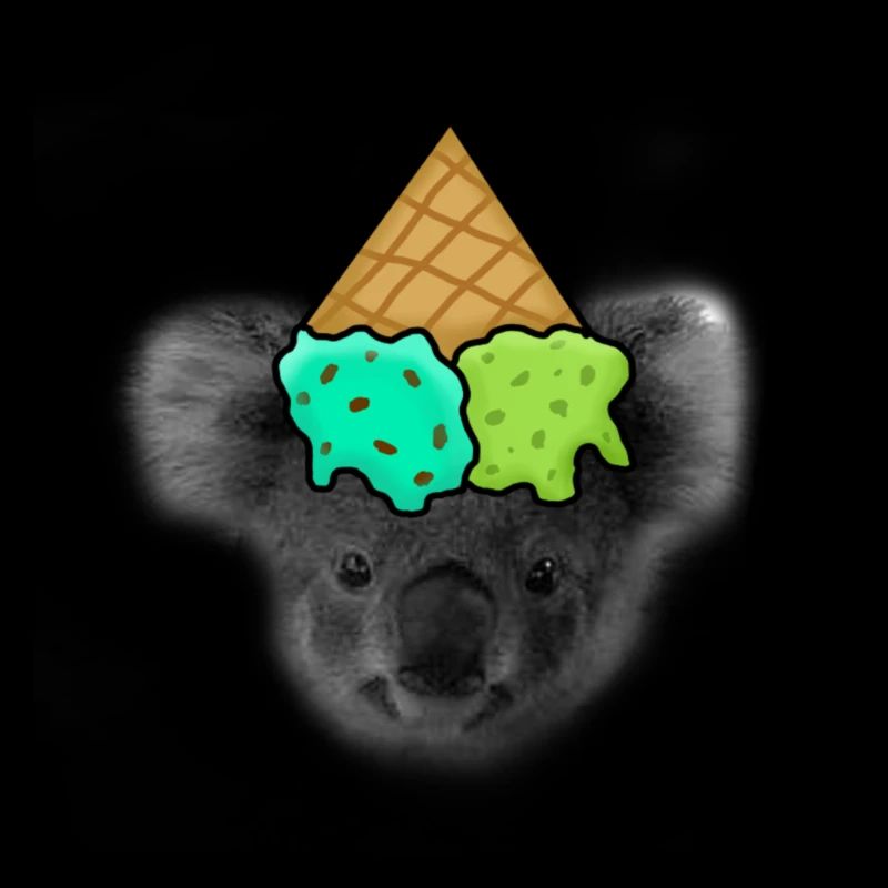 Koala mit Eiscreme als Hut
