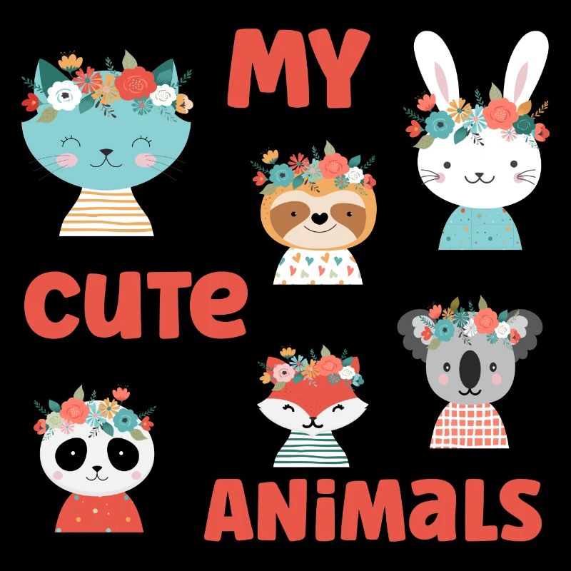 Mes animaux mignons, chat lapin, panda,