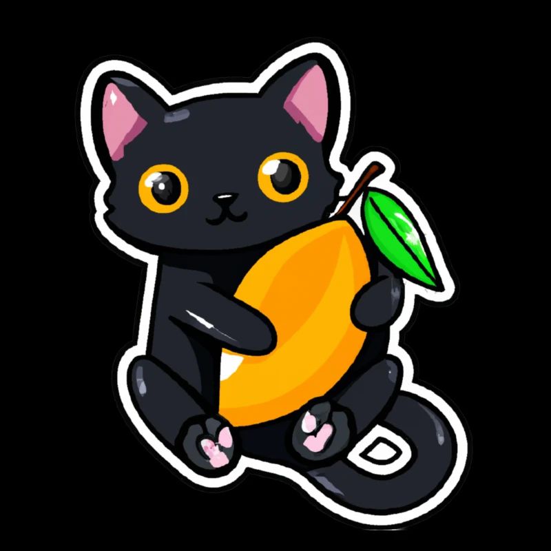 Cat embraces a mango