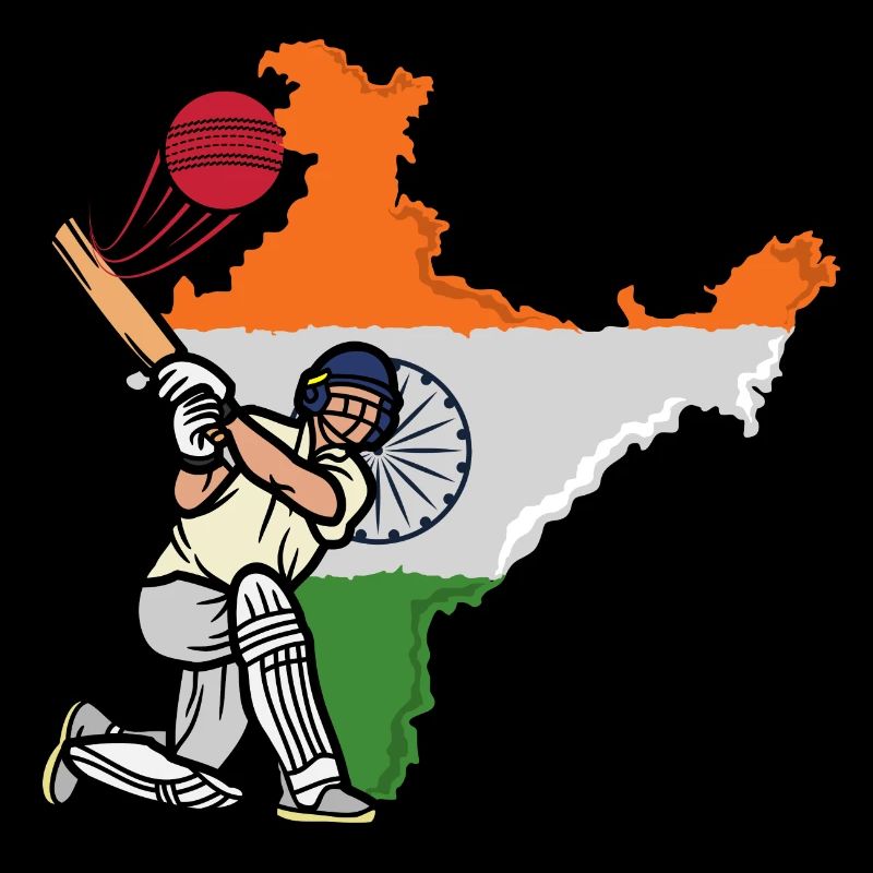 Match de cricket - Inde cricket -Drapeau de l’Inde avec cr