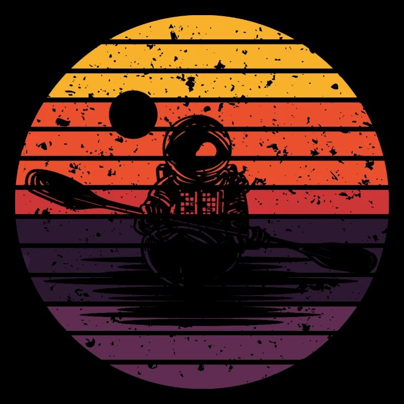 Cool canoe astronaut in retro look