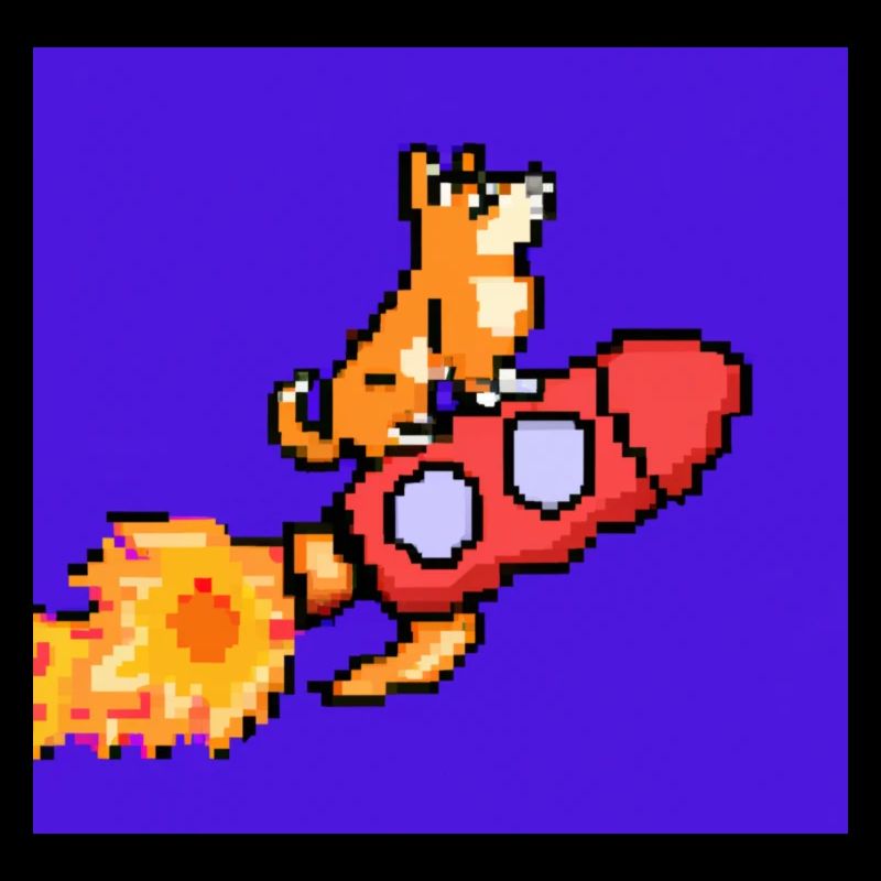Pixel Hund auf Rakete Pixel Art
