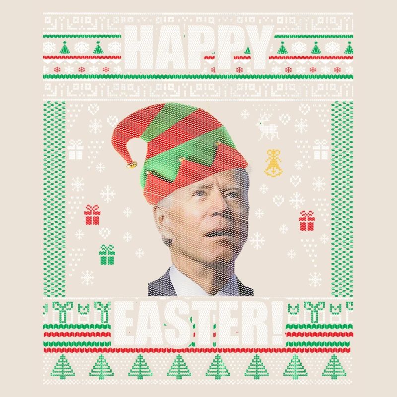 Drôle Biden Pull de Noël moche Joyeuses Pâques