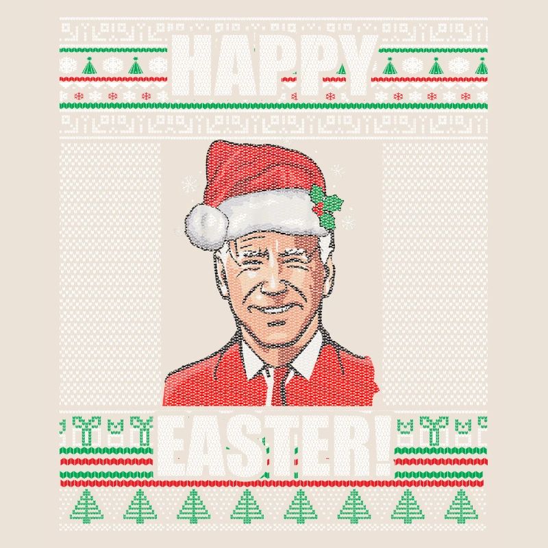 Drôle Biden Pull de Noël moche Joyeuses Pâques