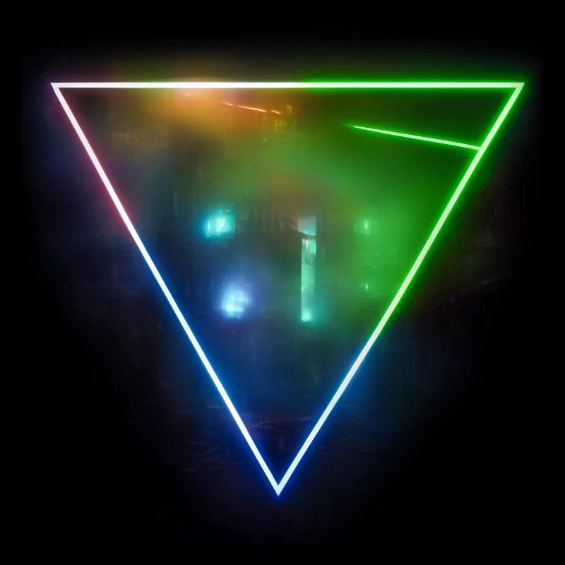 Trippy Laser Triangle with glowing city lights