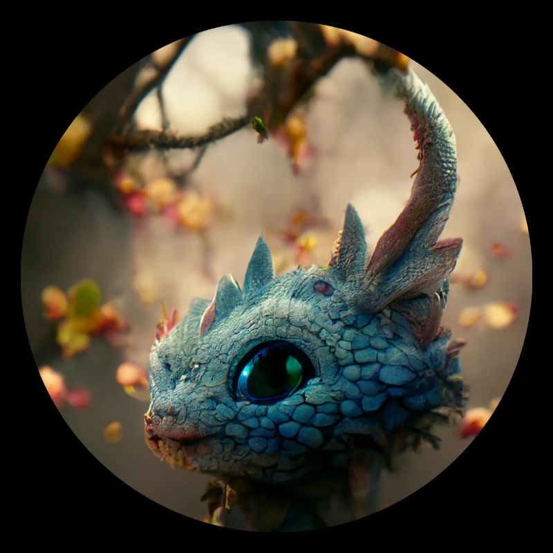 Bébé dragon doux et mignon en automne