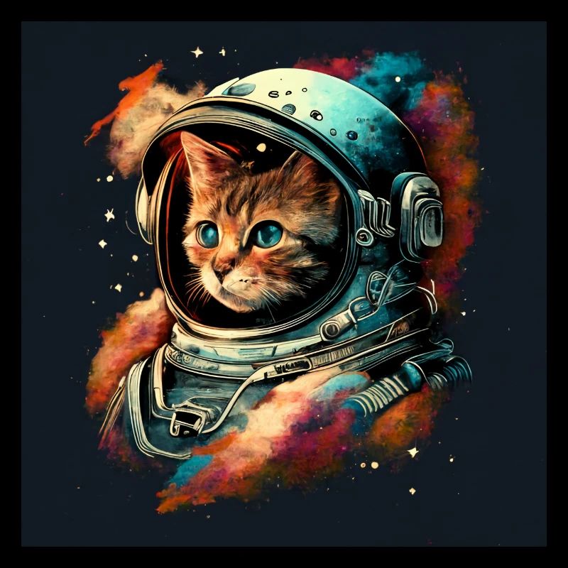 Kosmische Katze im Aetherpunk-Stil