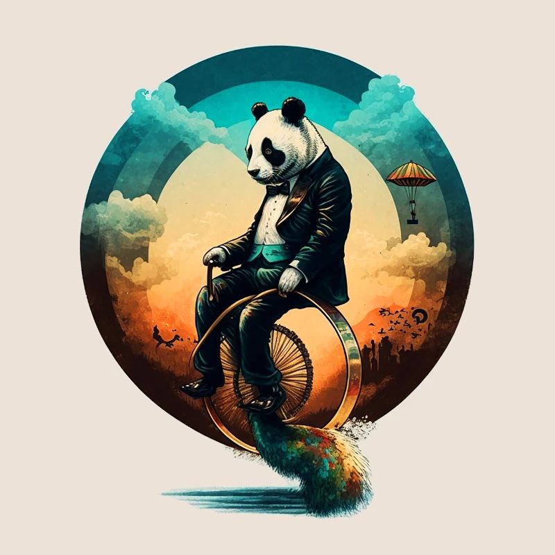 Panda auf einem Einrad