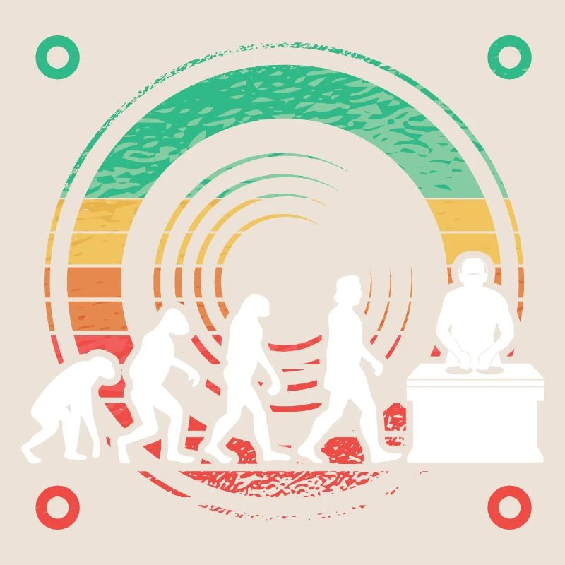 Evolution de l’homme DJ Techno Vinyle Rétro Vintage