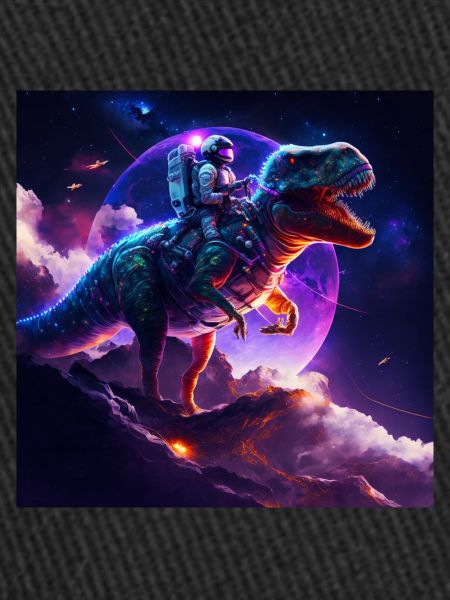 Astronaute céleste chevauchant t rex