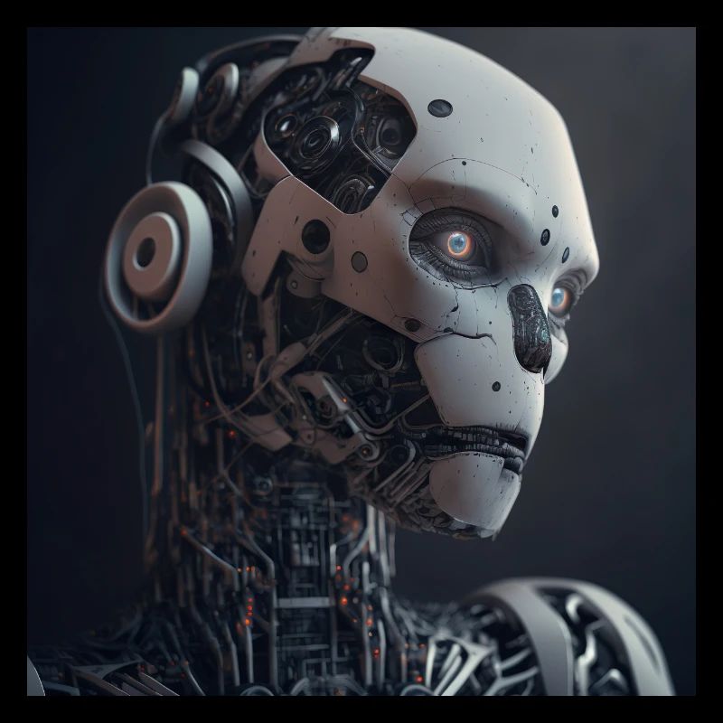 Robot cyborg yeux bleu