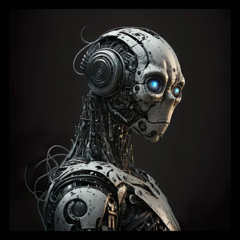 Blauäugiger Cyborg-Roboter