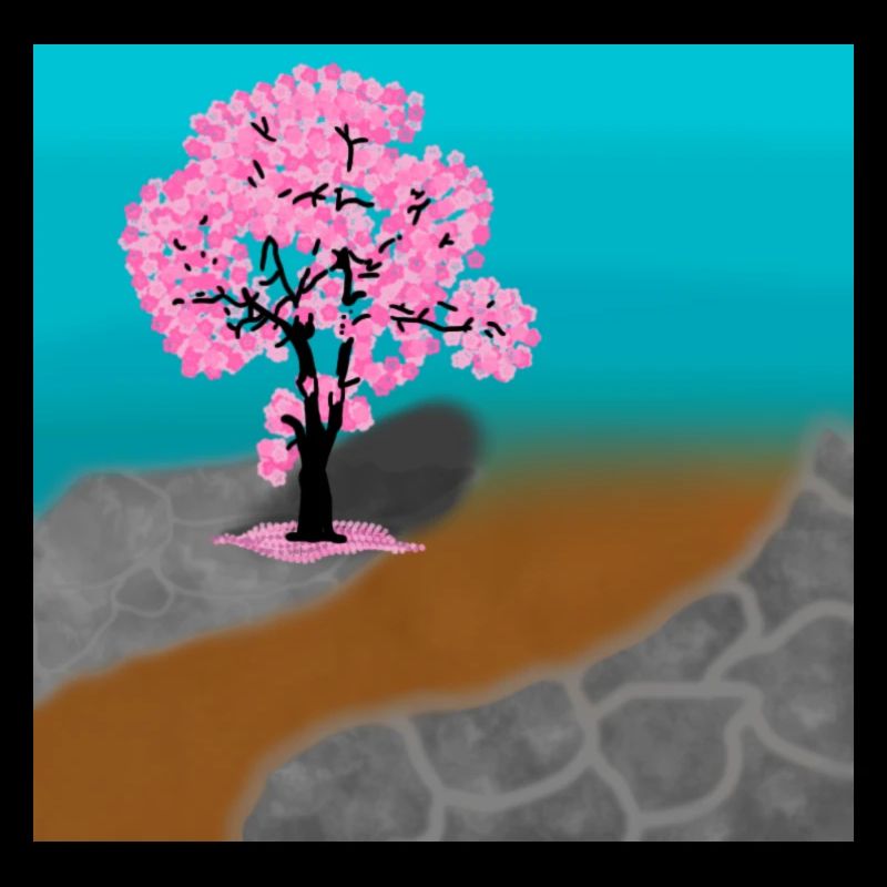 Digital Landschaft. Kirschblütenbaum