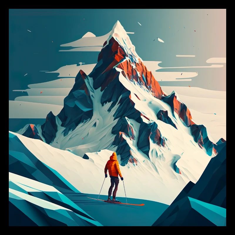 Illustration mountain skier, ski slope