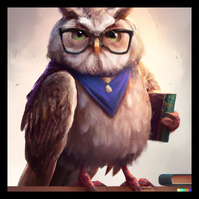 Owl comme bibliothécaire art numérique