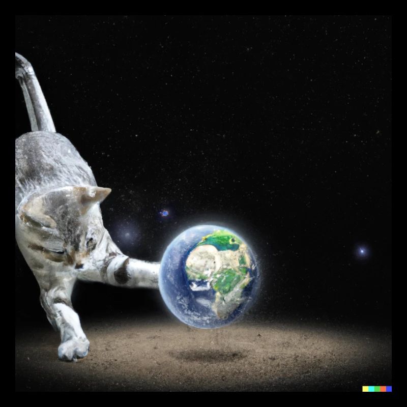 chat jouant avec la terre dans l’espace