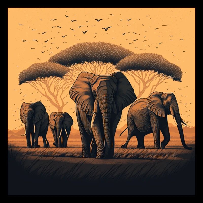 Peaceful Elephant Herd Gift
