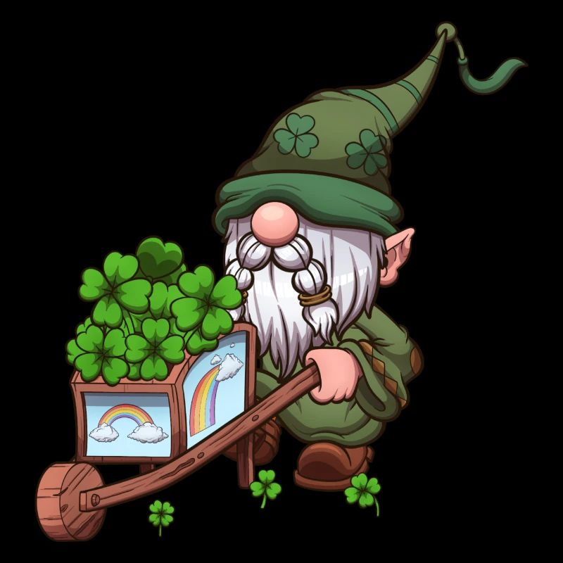 Gnome de la Saint-Patrick avec brouette