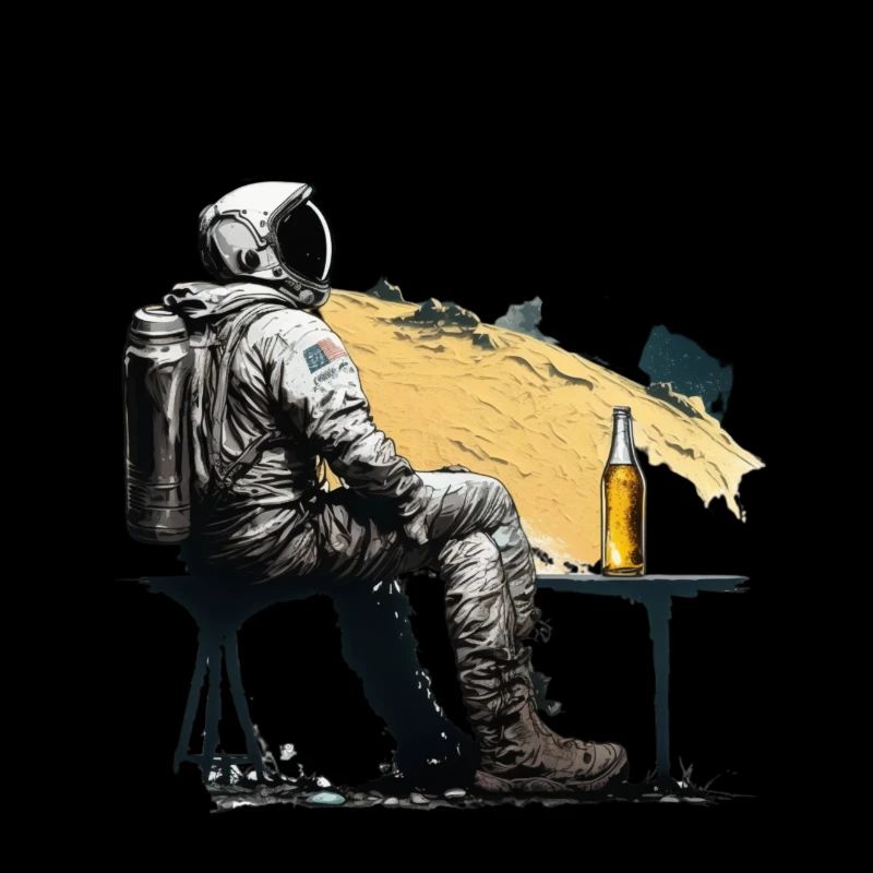 Astronaut chillt mit Bier coole Illustration