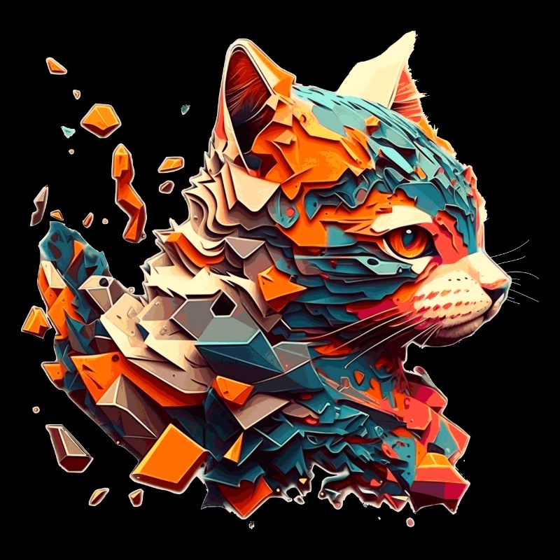 Tête de chat colorée avec beaucoup de couleurs