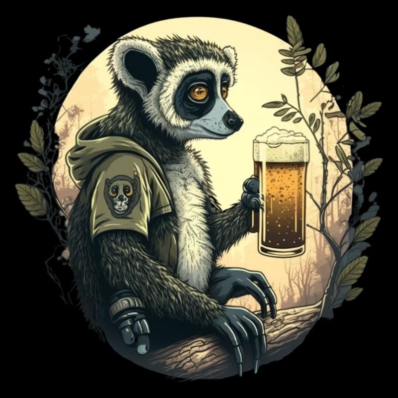 Lemur mit Bier - Cooles Dschungelmotiv