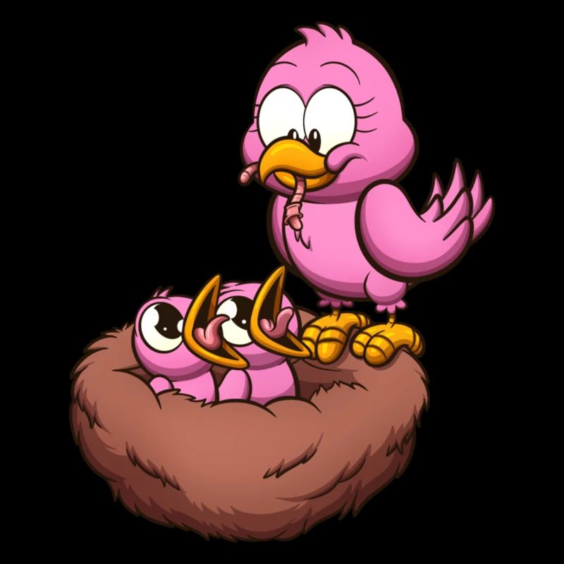 Mère oiseau nourrissant son nid