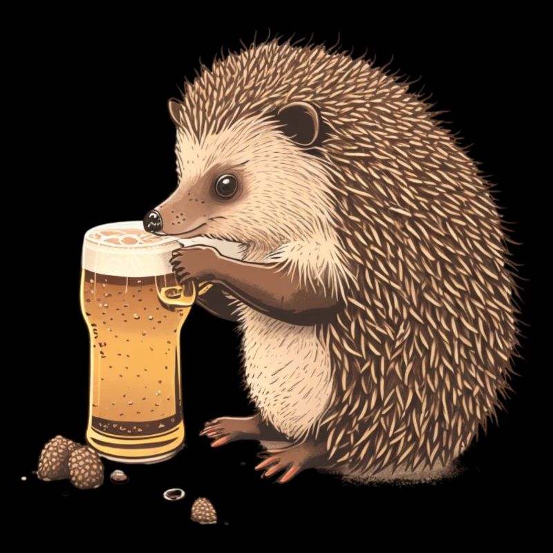 Cute hedgehog with beer