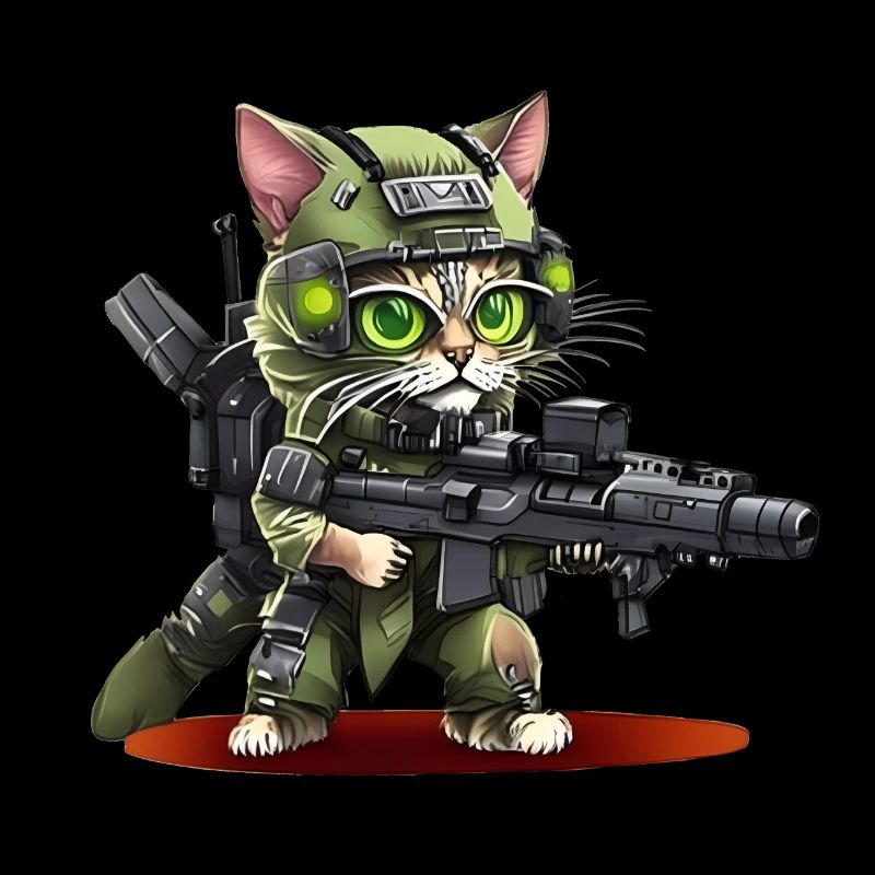 Chat cool dans le look militaire.