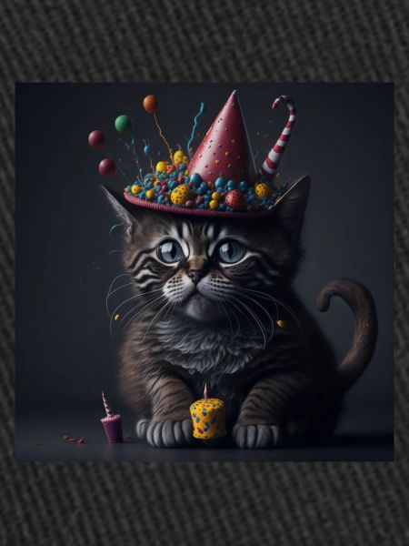 Chat avec chapeau d’anniversaire