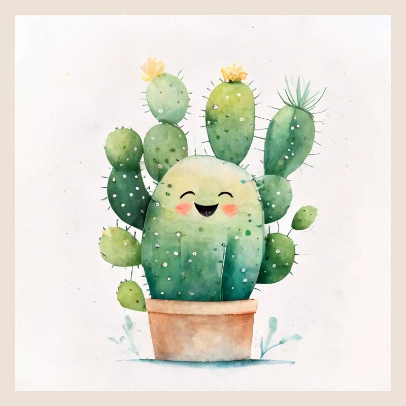 Happy Cactus Aquarelle