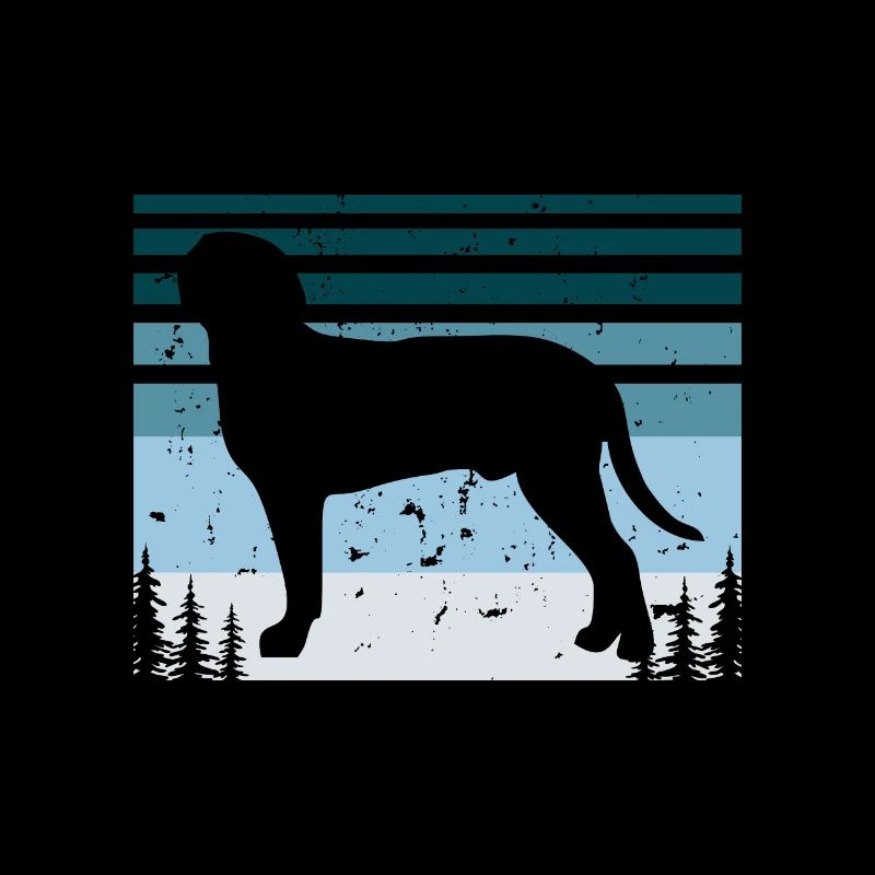 Austrian Black And Tan Hound Dog Silhouette Retro