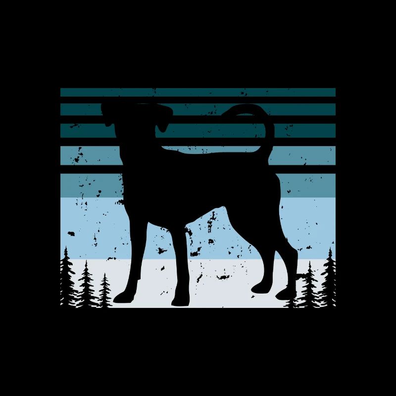 Austrian Pinscher Dog Love Silhouette Retro Sunset